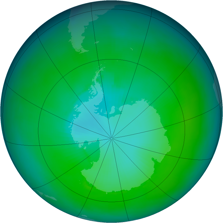 Antarctic ozone map for February 1979